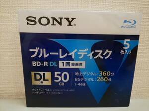 27248●SONY ソニー　ブルーレイディスク 50GB 5枚入り 1回録画用「BD-R DL] 型番：5BNR2VLPS4　未開封未使用品