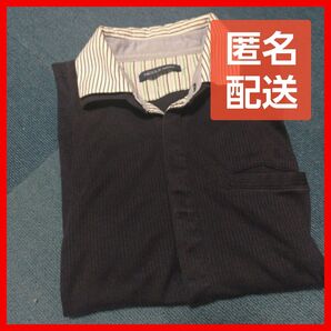 半袖 トップス Tシャツ ポロシャツ ネイビー 重ね着風