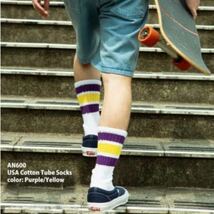 【アンビル】新品 USコットン スケーター チューブソックス ブラック×グレー ANVIL AN600 USA Cotton Tube Socks_画像4