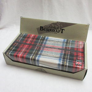 未使用・箱付き！140×80cm■BURKRAFT バークラフト 英国製 ブランケット ひざ掛け ストール マフラー タータンチェック ROAM ローム