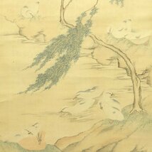 【模写】喜聞◆『田能村竹田 柳に水鳥図(花鳥画)』　1幅 古筆 古文書 古書 日本画 文人画 南画 江戸絵画 中国絵画 茶道 豊後 大分 江戸後期_画像2