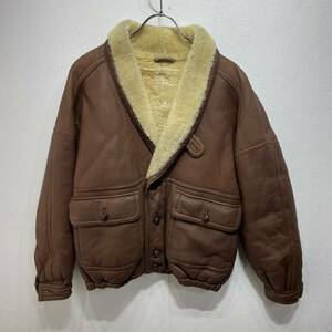 ORIGINAL SHEARLING レザージャケット 羊革　48　メンズXL相当　イタリア製　 茶／ブラウン　防寒　 　K3085