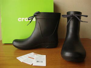 crocs クロックス 長靴 レイン ブーツ W8 24cm 黒 ブラック レディース フリーセイル ショーティー Freesail Shorty Rain Boot