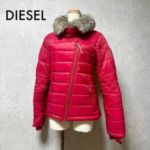 DIESEL ディーゼル ダウンジャケット ダブルジップ ピンク ライダース ピンク ファー ROCK アウター ジャケット ダウン