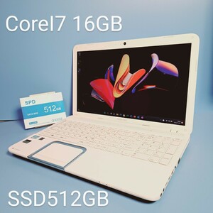 ★最強Corei7★/メモリ16GB/新品SSD512GB/Windows11/T552/58HWD/ホワイトOffice2019H&B/Webカメラ/ブルーレイ/東芝/dynabook/TOSHIBA/BLT