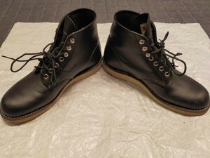 レッドウイング REDWING 8165 プレーントゥ黒レザー　6インチ（25.5cm）インナーソール付き