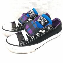 ●CONVERSE コンバース オールスター プレイドダブルタン キャンバス ローカット スニーカー 18cm 黒 ブラック 運動靴 キッズ ジュニア_画像1