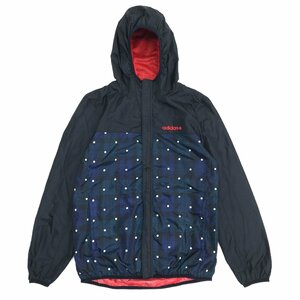 ●adidas NEO LABEL アディダス ウインドブレーカー ジャケット S 黒 ブラック×ブラックウォッチ 長袖 国内正規品 メンズ 紳士