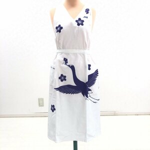 新品 HANAE MORI ハナエモリ 日本航空 JAL CA エプロン L 白 制服 スチュワーデス キャビンアテンダント 古着 レトロ コレクション 未使用