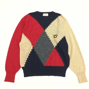 ●80～90's 英国製 LYLE&SCOTT ライル&スコット スコットランド製 ニット セーター 40(JP:L相当) マルチカラー 長袖 古着 ヴィンテージ