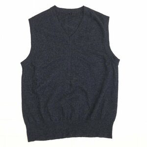 Cashmere《繊維の宝石》上質 極上手触り カシミヤ100% ニット ベスト L ダークグレー セーター カシミア 国内正規品 メンズ 紳士