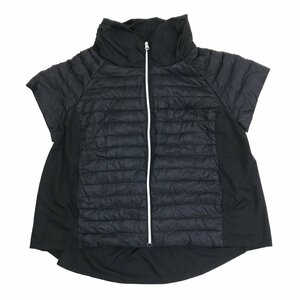 ● Style Ravie スタイルラヴィー 切替デザイン スタンドカラー ダウンジャケット 15(2XL) 黒 半袖 ダウンベスト 3L ゆったり 大きい