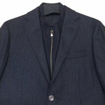 ●美品 伊製 CORNELIANI コルネリアーニ レイヤード風 ブレザージャケット 48(JP:L相当) 濃紺 ネイビー 紺ブレ イタリア製 メンズ 紳士_画像4