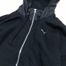 ●美品 PUMA プーマ 切替デザイン ニット パーカー XL 黒 ブラック 長袖 裏起毛 ジャージ フーディ ジャケット LL 2L ゆったり 大きい_画像5