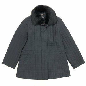 ●SONIA RYKIEL ソニアリキエル ラビットファー ライナー付き キルティングジャケット 38(M) 黒 ブラック キルティングコート レディース