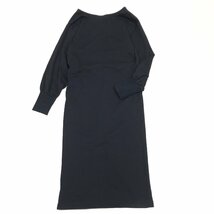 ● Loungedress ラウンジドレス ボートネック ゆったり ストレッチ スウェット ワンピース F 黒 ブラック 長袖 パフスリーブ ミモレ丈_画像1