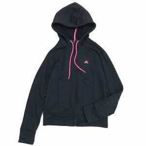 adidas アディダス スリーライン ジャージ パーカー L 黒 ブラック 長袖 フーディ ジャケット 国内正規品 レディース 女性用 トレーニング