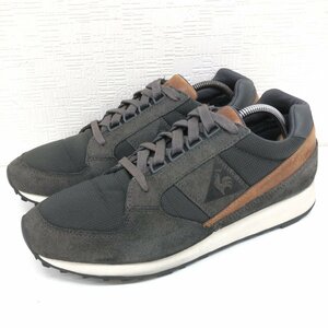 ●le coq sportif ルコック エクラット 部分本革 レザー ナイロン ローカット スニーカー 27cm グレー系 ロゴ刻印 Eclat メンズ 紳士