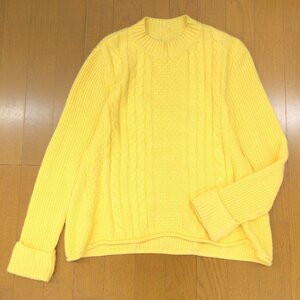 ●B:MING by BEAMS ビームス ウールブレンド ケーブル編み モックネック ニット セーター F イエロー 長袖 国内正規品 レディース 女性用