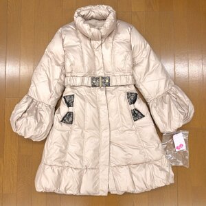 ◆新品 & LOVE アンドラブ レース リボン装飾 ダウンコート LL ベージュ ゆったり 大きいサイズ 2L XL 未使用 国内正規品 レディース 婦人