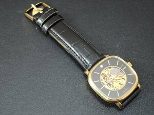 BUCHERER ブッフェラー 自動巻き 腕時計 スクエア 17石 ゴールド スケルトン 社外ベルト付 本体のみ T44/使用感のある中古品