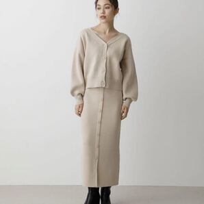 新品アズールバイマウジー スウェッターボタンタイトスカート Mベージュ4950円 ロングスカート ニット