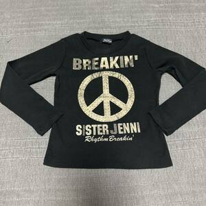 ジェニィJENNI ゴールドプリント厚手長袖TシャツロンT120 ラインストーン　カットソー 長袖 トップス　薄手トレーナー　スウェット