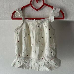 新品GAPkidsギャップドット刺繍ノースリーブトップス100ホワイト2900円　女の子子供服キッズ　タンクトップ ホワイト レース キャミソール