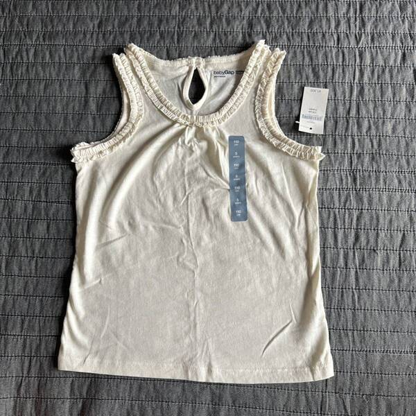 新品GAPドット柄フリルレースタンクトップ110 定価1900円 可愛い 海外 ZARA H&M 女の子 子供服 キッズ ホワイト ノースリーブ