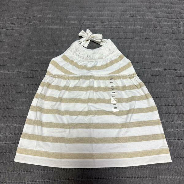 新品GAP kids ゴールドラメボーダーホルダーネックトップス2800円120 ノースリーブ チュニック 女の子　子供服　キッズ　ZARA