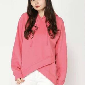 新品GAPクロスパーカー S/M くすみネオンカラーピンク 6990円春先◎ スウェット パーカー トレーナー 長袖 トップス