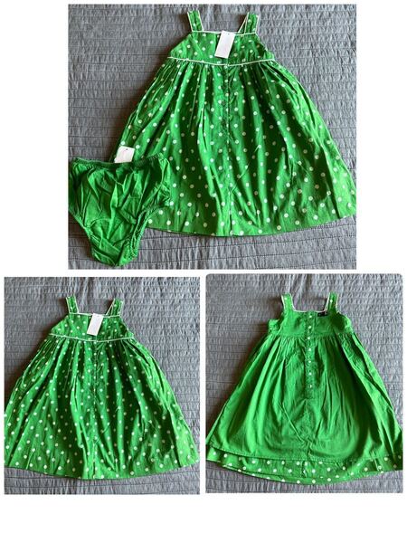 新品babyGAPドット柄リバーシブルワンピース95 ブルマパンツ付きグリーン ワンピース 女の子 子供服 キッズ ZARA