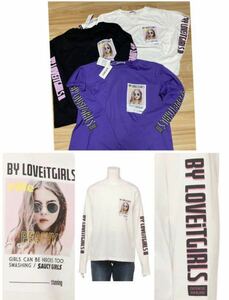 新品by LOVEiT バイラビット転写プリントTシャツ 【160ホワイト】 ロンT ロゴ 袖　長袖Tシャツ　レイヤード◎重ね着　色違い有り