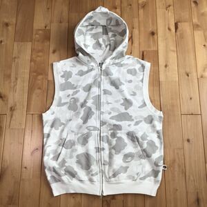 White camo スウェット パーカー ベスト Mサイズ a bathing ape BAPE zip hoodie vest エイプ ベイプ アベイシングエイプ 迷彩 NIGO w45