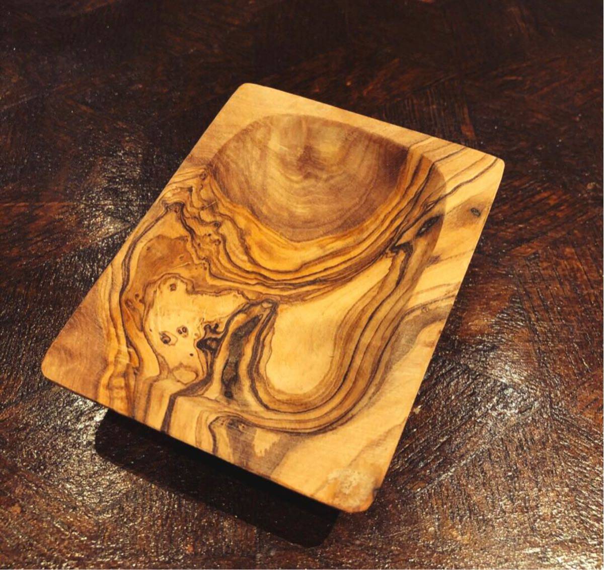 [Felice] Olive wood rectangle bowl handmade Tunisian tableware accessory case, Western tableware, bowl, others