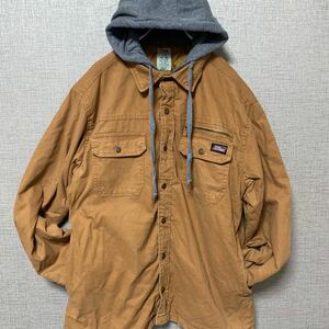 90s ディッキーズ DICKIES USA ビンテージ ヴィンテージ ダック シャツ ジャケット パーカー レイヤード アメリカ 古着 中綿 裏地付き