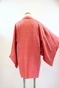 【着物フィ】アンティーク 羽織 ピンク色 身丈82.0cm 裄丈62.0cm レトロ 大正モダン 仕立て上がり 正絹 kimono 15048