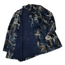 B334 日本製 Leilian レリアン シャツジャケット アウター 上着 羽織り 長袖 薄手 マオカラー ネイビー系 総柄 レディース 9_画像8