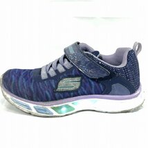 スケッチャーズ SKECHERS キッズ 女の子 LITEBEAMS 光る スニーカー 紫 青 18cm 中古 送料510円_画像7