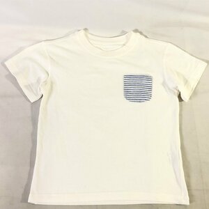 ユニクロ キッズ 男の子 半袖 Uネック Tシャツ 白 青 S 110-125 美品 送料185円