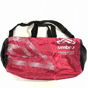 umbro アンブロ ポケッタブル33L ドラムバッグ ボストンバッグ ピンクX黒 超美品 F1