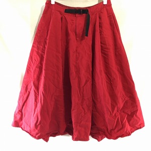 レトロガール RETRO GIRL レディース コットン 無地 フレアー ロング スカート 赤 M-L やや美品 送料680円