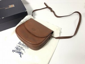 バーバリー BURBERRY レトロ 本革レザー ショルダーバッグ ダークブラウン 茶 ゴールドファイル やや美品 中古 正規品 O1