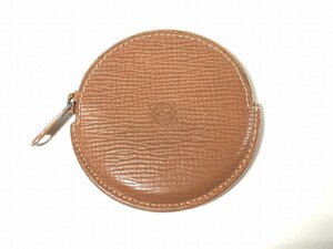 ロエベ LOEWE 本物 本革レザー コインポーチ コインケース 茶系 やや美品 中古 送料185円 小銭入れ レディース t2