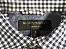 やや美品 バナナリパブリック BANANA REPUBLIC 半袖シャツ S 紺 コットン100％ ギンガムチェック レディース_画像4