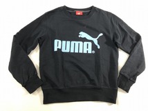 美品 プーマ PUMA 長袖カットソー L 黒 コットン素材 ロゴ入り クルーネック レディース_画像1