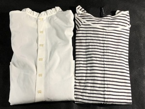 DIVIDED H＆M nusy 2分袖 ボーダーワンピース 長袖 2wayシャツ 2点セット S 36 白黒 白灰 美品