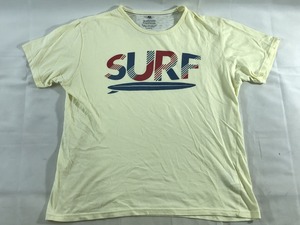 Authentic Garments メンズ 半袖 サーフ プリント Tシャツ クリームイエロー Lサイズ 中古 送料185円