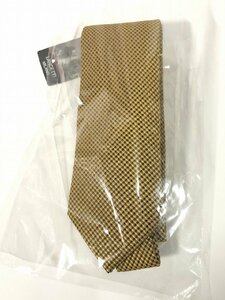 LANCETTI ランチェッティ 紳士 ネクタイ シルク製 絹100％ クロスチェック柄 黄土色 未使用 送料185円