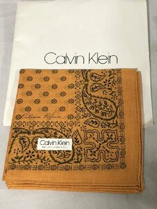 カルバンクライン Calvin Klein 紳士 ハンカチ メンズ オレンジ バンダナ風 未使用 送料185円